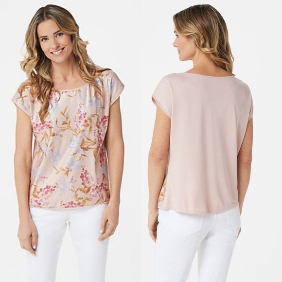 Vince Camuto Drop Shoulder Wildflower Pink Blouse - Picture 2 of 6